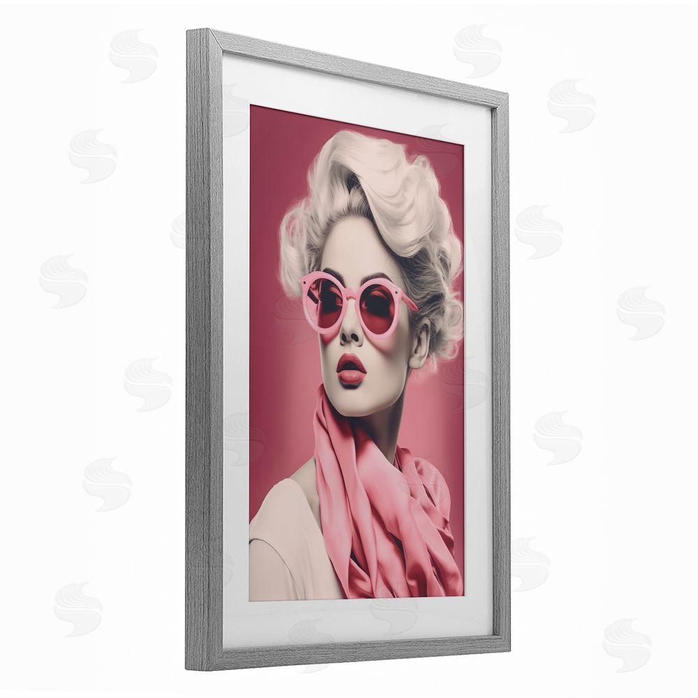Andrea Haase Iconic Retro Chic Portrait Gray Framed Print Under Glass with Mat Wall Art