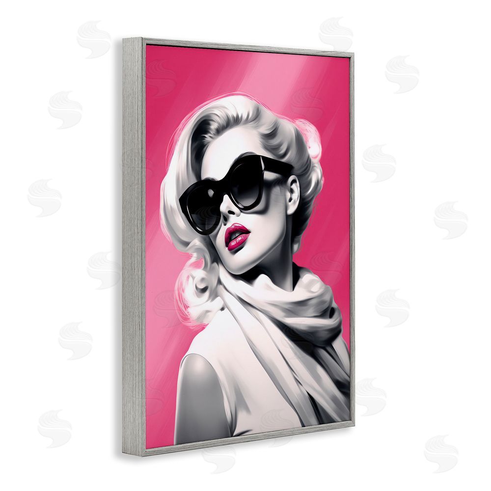 Andrea Haase Vintage Retro Chic Portrait Gray Framed Giclee Wall Art Print
