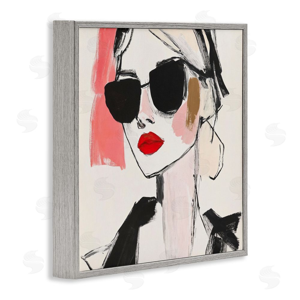 Andrea Haase Sassy Glamour Sketch Gray Framed Giclee Wall Art Print