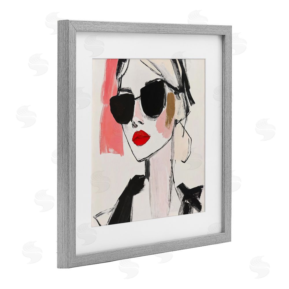 Andrea Haase Sassy Glamour Sketch Gray Framed Print Under Glass Wall Art