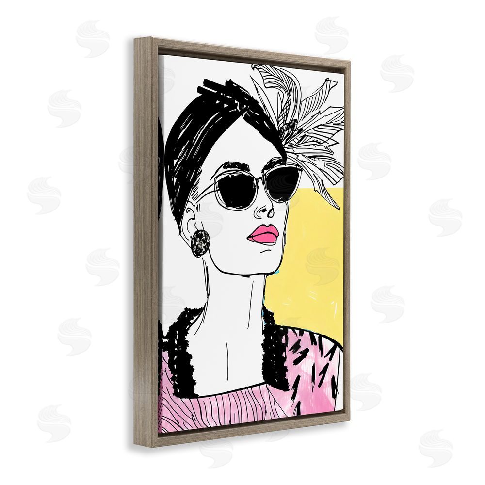 Andrea Haase The Rebel Muse Portrait Brown Floating Frame Canvas Wall Art Print