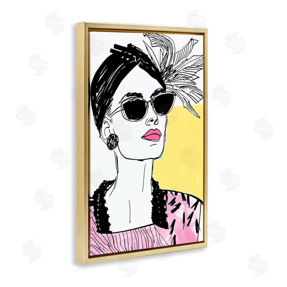 Andrea Haase The Rebel Muse Portrait Gold Floating Frame Canvas Wall Art Print
