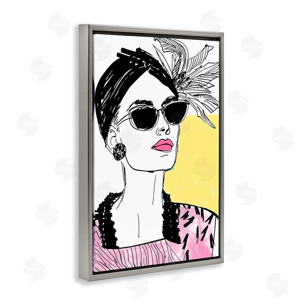 Andrea Haase The Rebel Muse Portrait Gray Floating Frame Canvas Wall Art Print