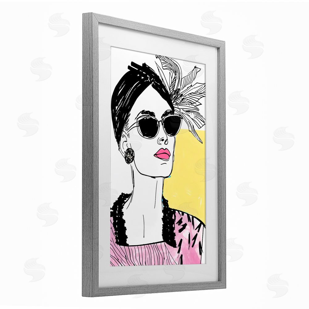Andrea Haase The Rebel Muse Portrait Gray Framed Print Under Glass Wall Art