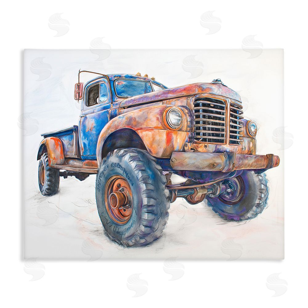 Steve Hunziker Old Rustic Truck Illustration Stretched Canvas Wall Art Print