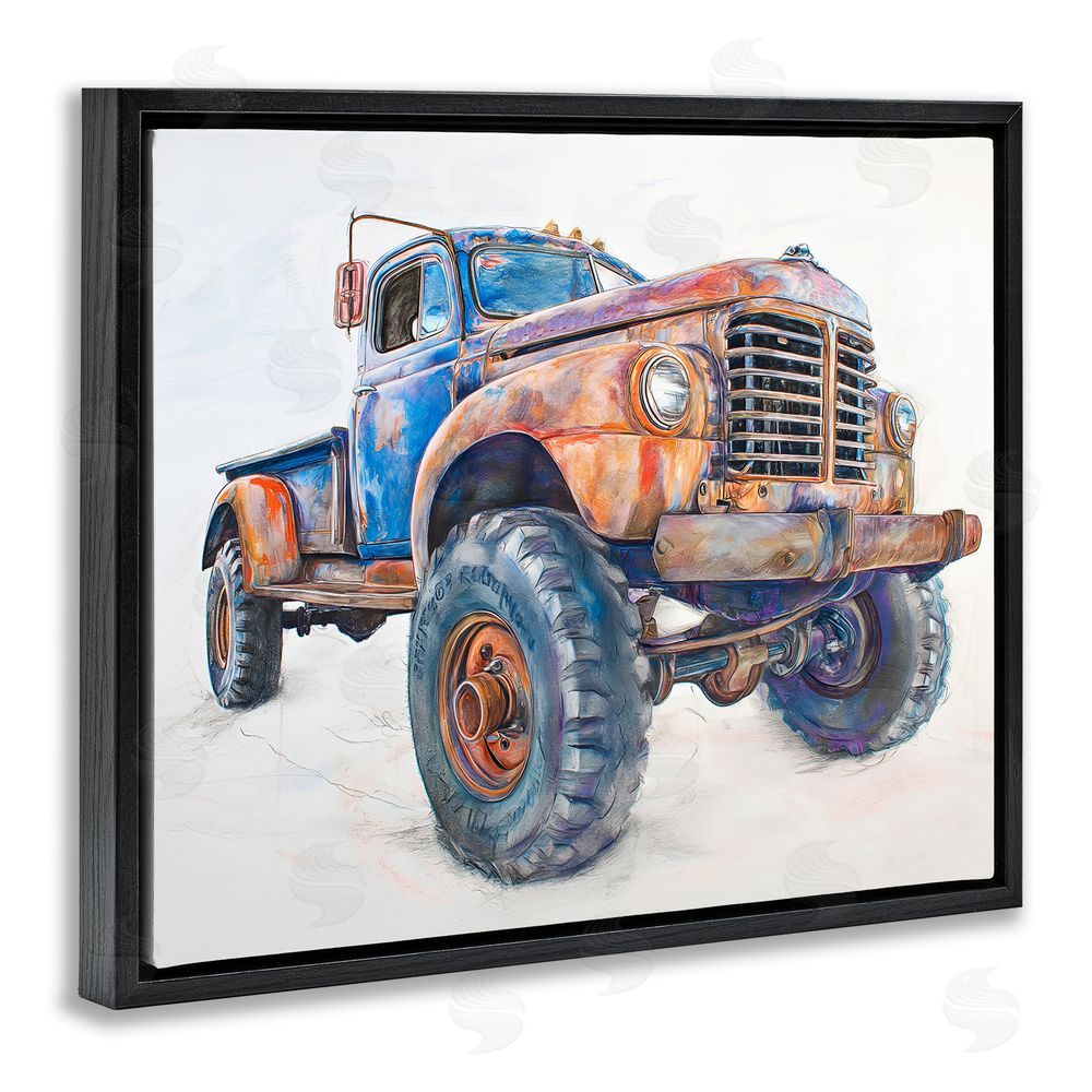 Steve Hunziker Old Rustic Truck Illustration Black Floating Frame Canvas Wall Art Print
