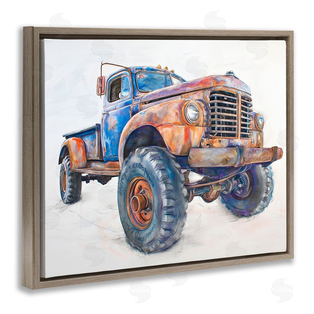 Steve Hunziker Old Rustic Truck Illustration Brown Floating Frame Canvas Wall Art Print
