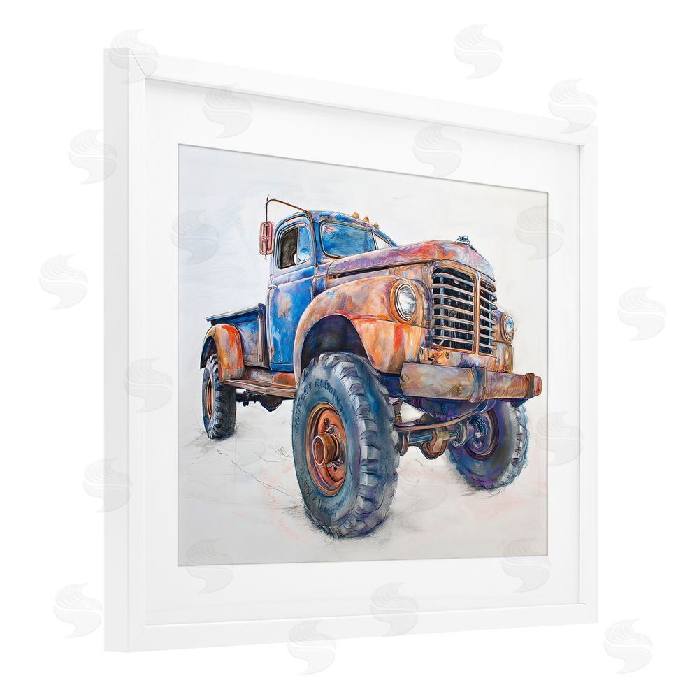 Steve Hunziker Old Rustic Truck Illustration White Framed Print Under Glass Wall Art