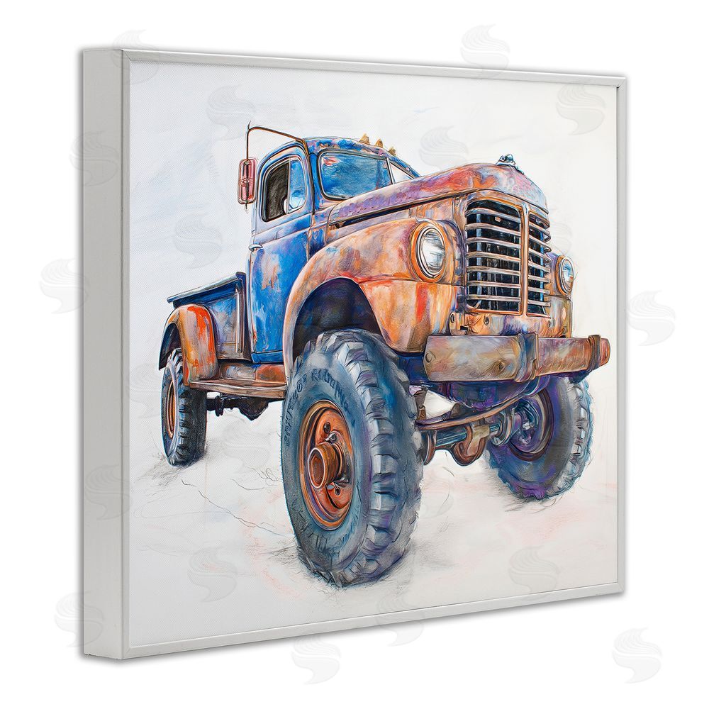 Steve Hunziker Old Rustic Truck Illustration White Framed Giclee Wall Art Print