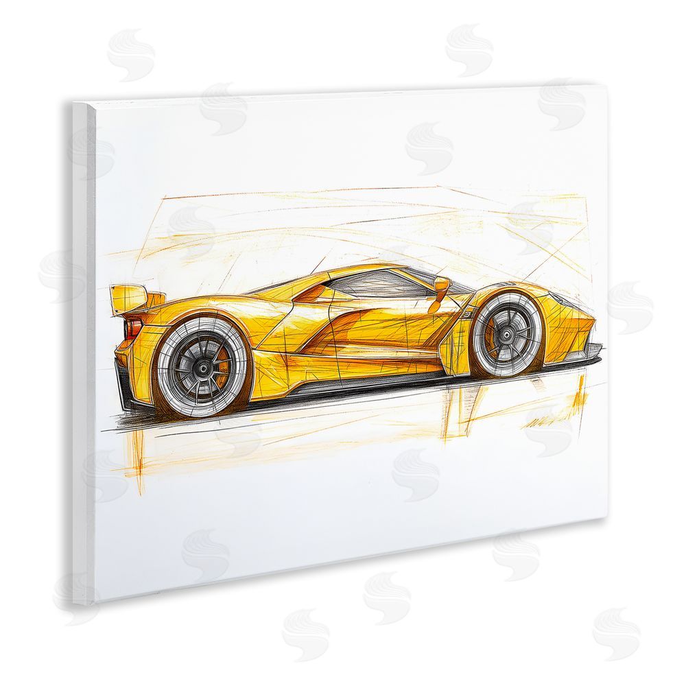 Steve Hunziker Yellow Sports Car Whimsicality Wall Plaque Art Print