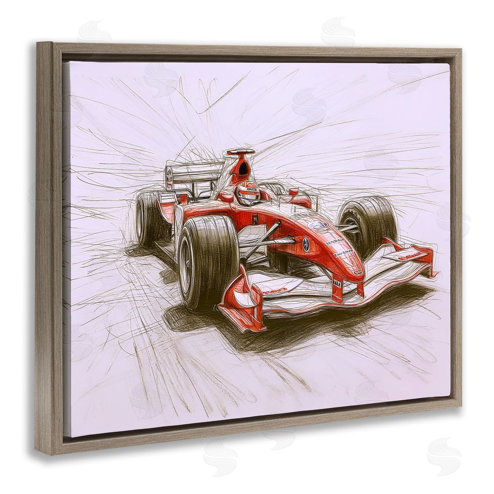 Steve Hunziker Sketched Race Car Concept Brown Floating Frame Canvas Wall Art Print