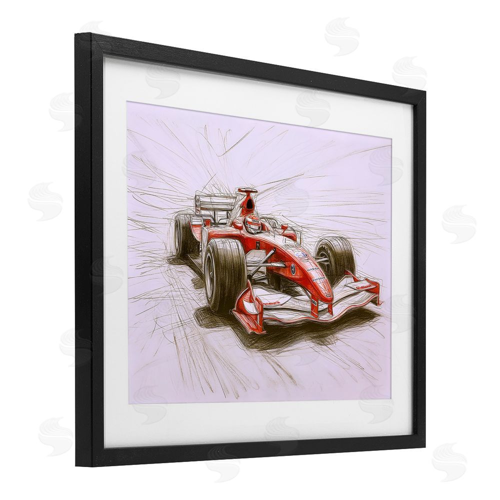 Steve Hunziker Sketched Race Car Concept Black Framed Print Under Glass Wall Art