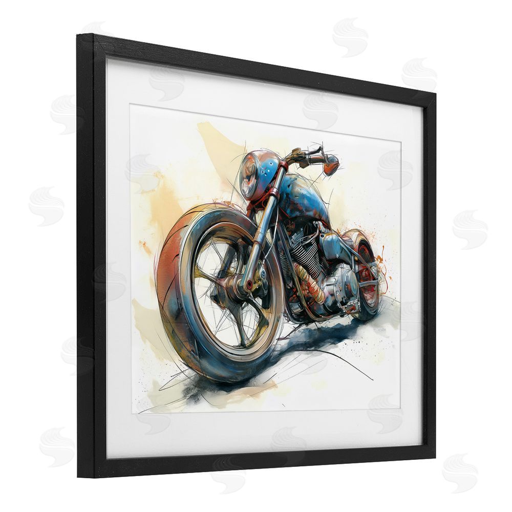 Steve Hunziker Whimsical Motorcycle Concept Black Framed Print Under Glass Wall Art