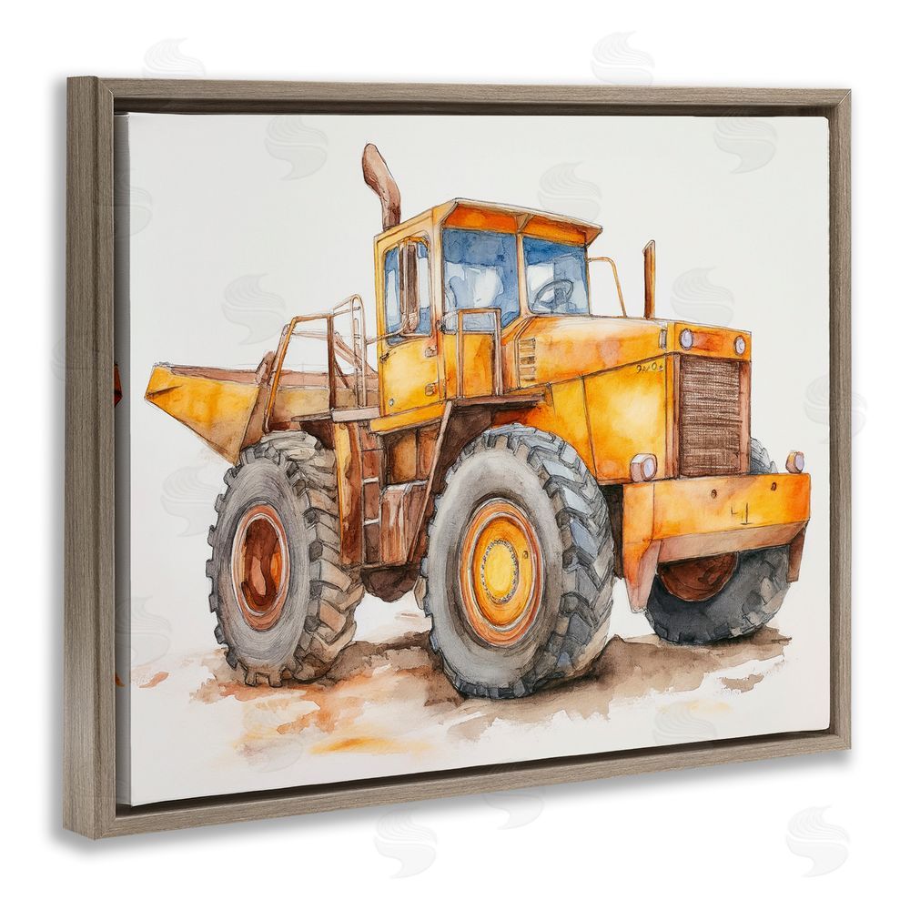 Steve Hunziker Construction Truck Whimsicality Brown Floating Frame Canvas Wall Art Print