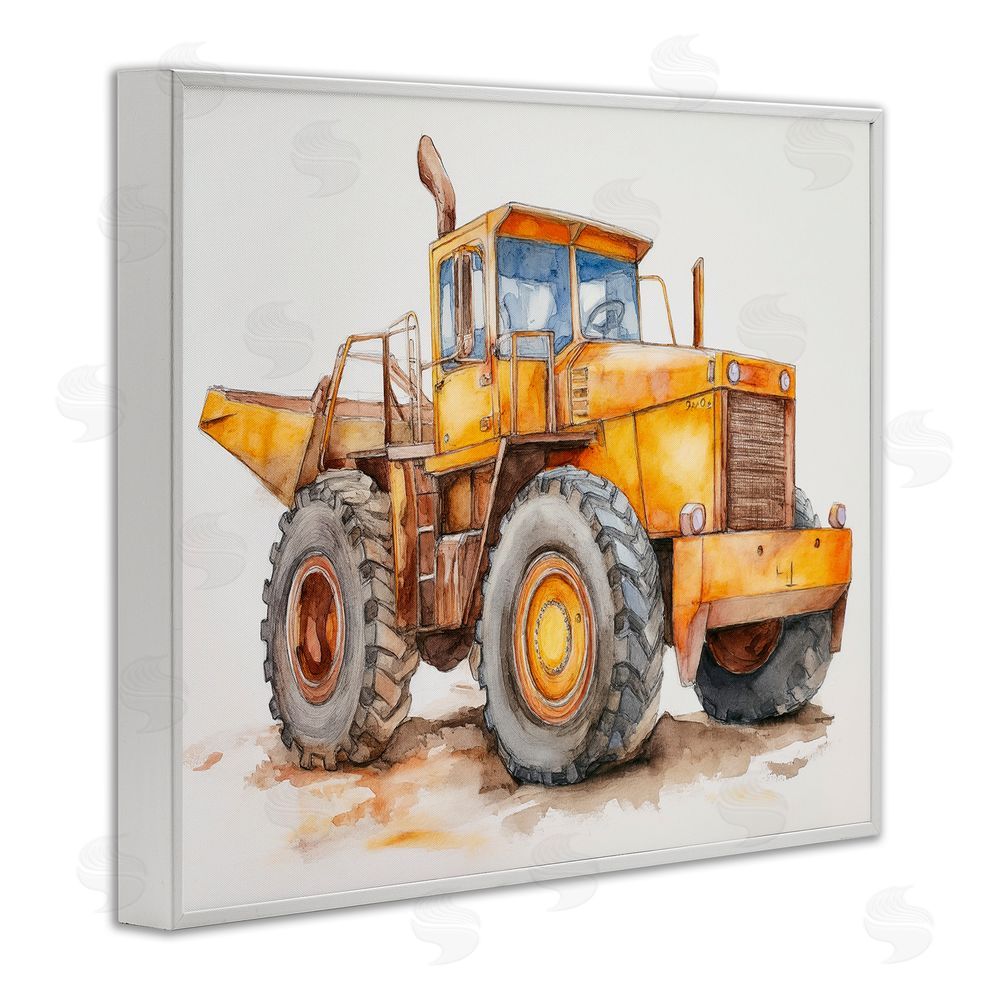Steve Hunziker Construction Truck Whimsicality White Framed Giclee Wall Art Print