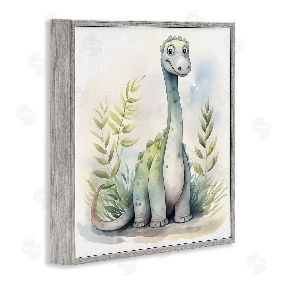 Steve Hunziker Crafty Critters Dino Gray Framed Giclee Wall Art Print
