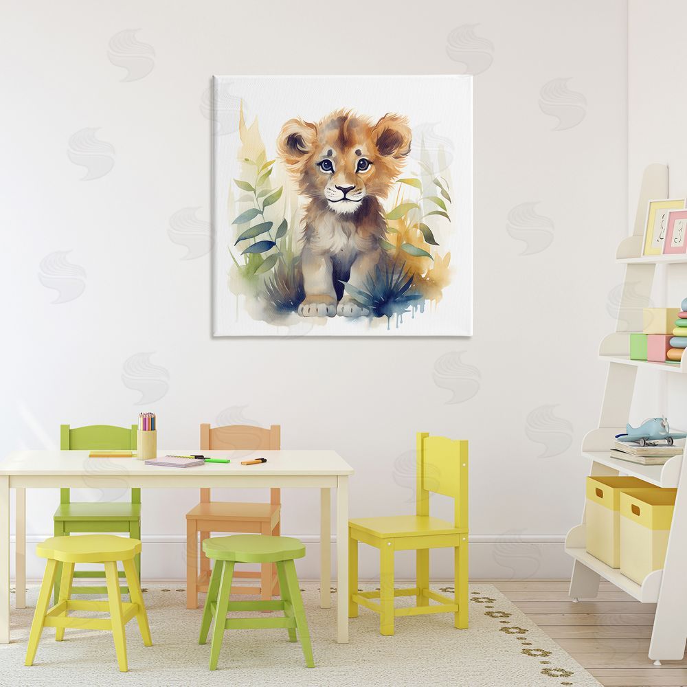 Steve Hunziker Crafty Critters Lion Stretched Canvas Wall Art Print in Room
