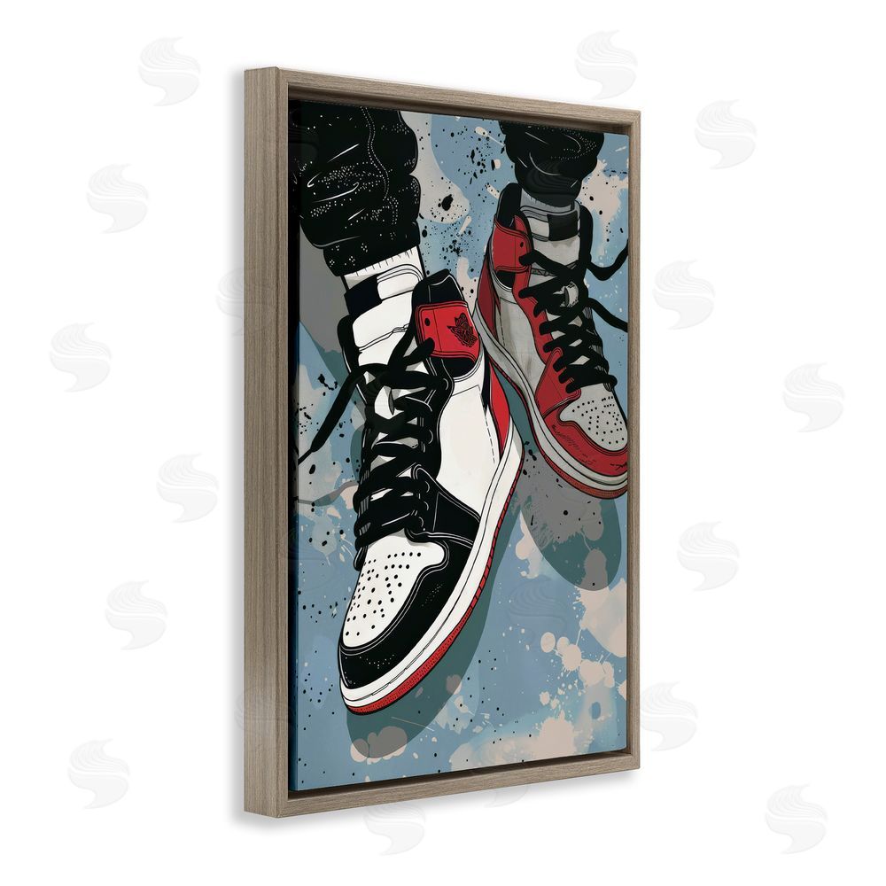 Ray Powers Casual Streetwear Sneakers Brown Floating Frame Canvas Wall Art Print