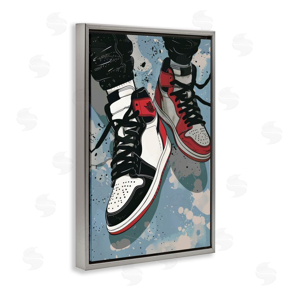 Ray Powers Casual Streetwear Sneakers Gray Floating Frame Canvas Wall Art Print