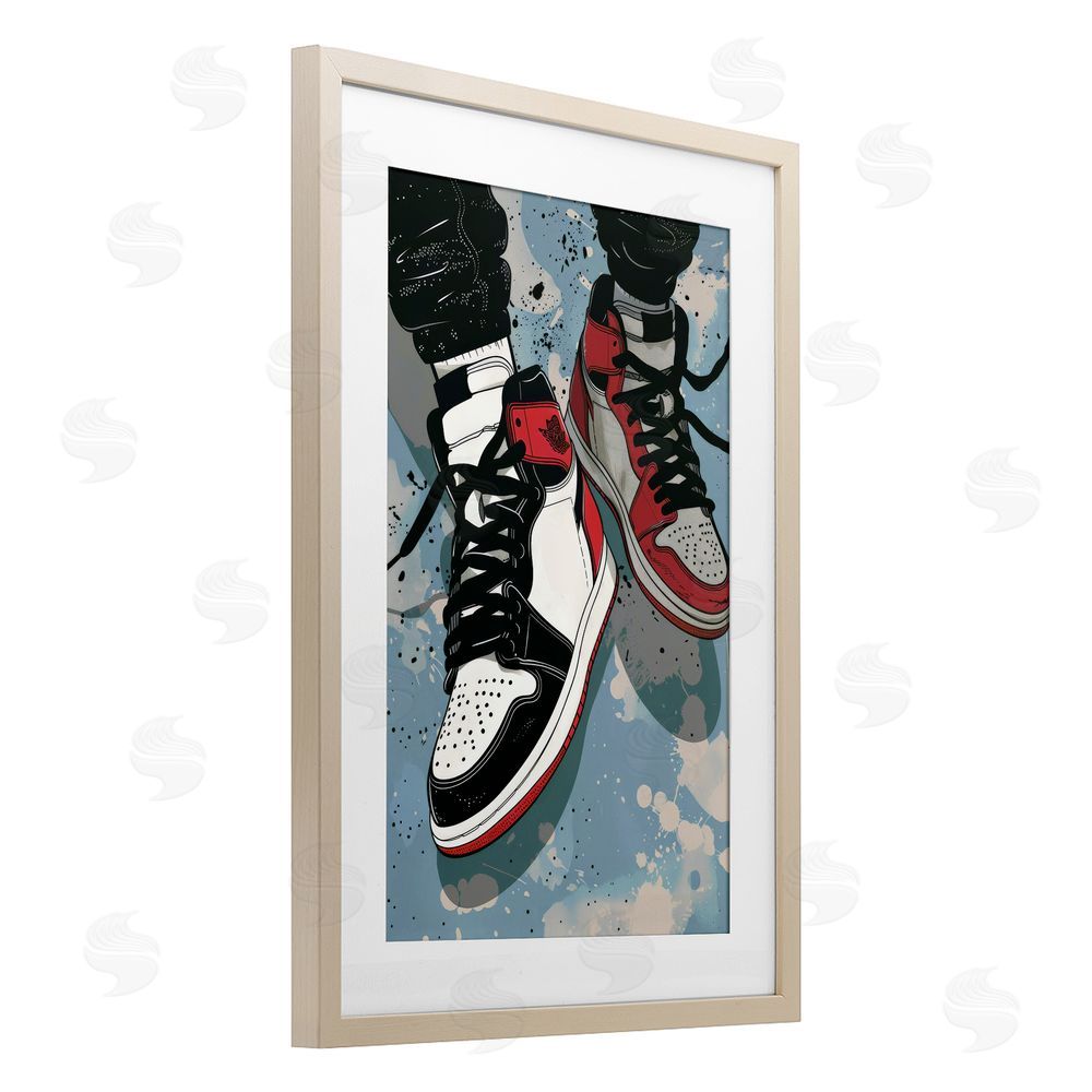 Ray Powers Casual Streetwear Sneakers Birch Framed Print Under Glass Wall Art