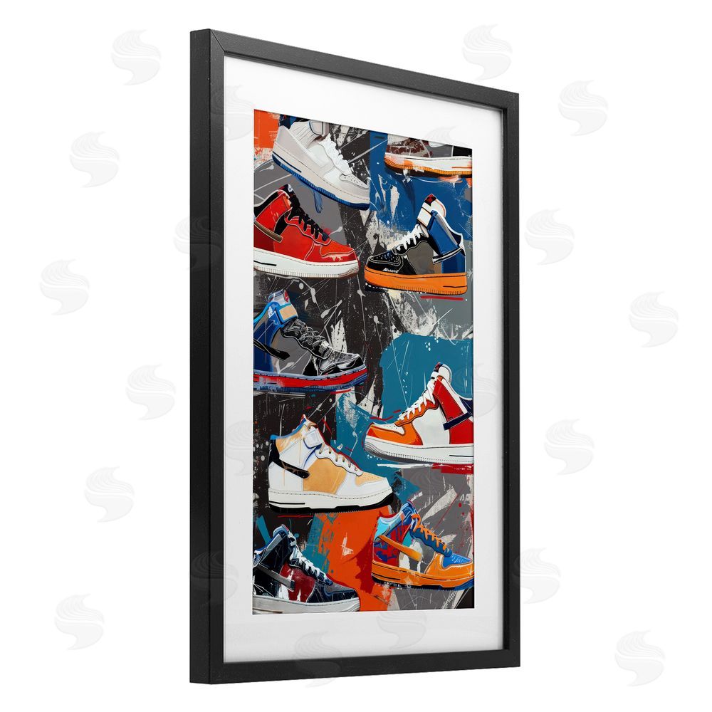 Ray Powers Stylish Urban Shoe Collection Black Framed Print Under Glass Wall Art