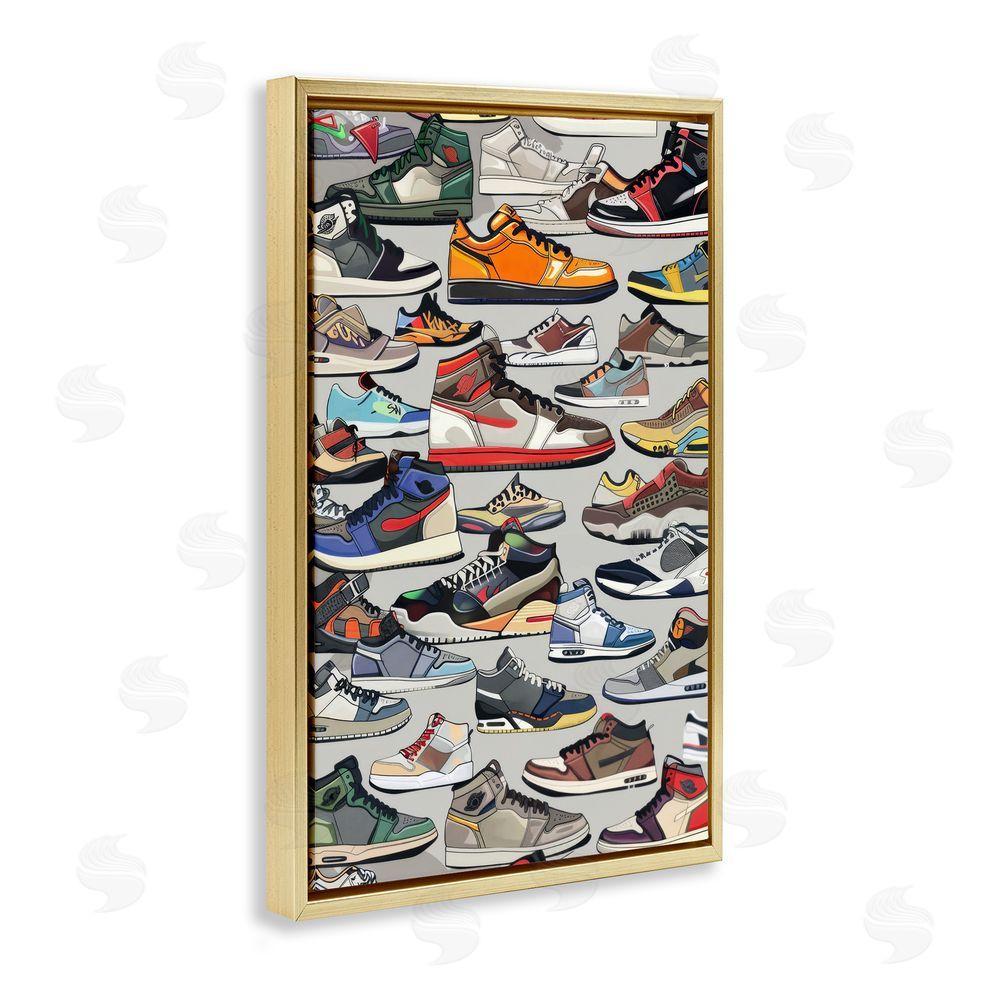 Ray Powers Shoe Time Urban Styles Gold Floating Frame Canvas Wall Art Print