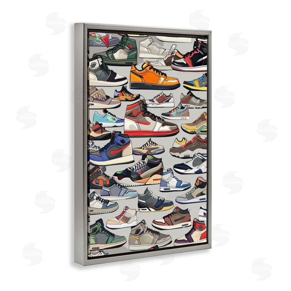 Ray Powers Shoe Time Urban Styles Gray Floating Frame Canvas Wall Art Print
