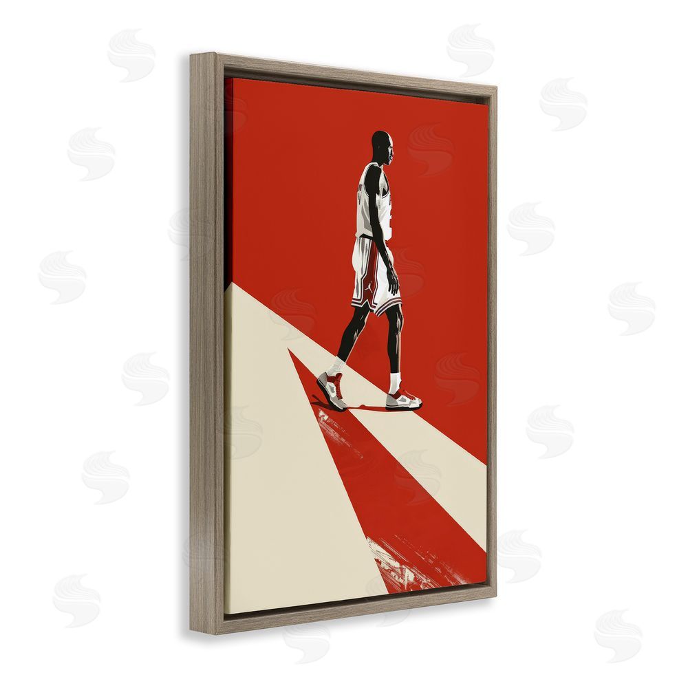 Ray Powers Retro Basketball Legend Brown Floating Frame Canvas Wall Art Print