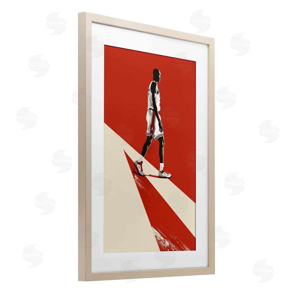 Ray Powers Retro Basketball Legend Brown Framed Print Under Glass Wall Art