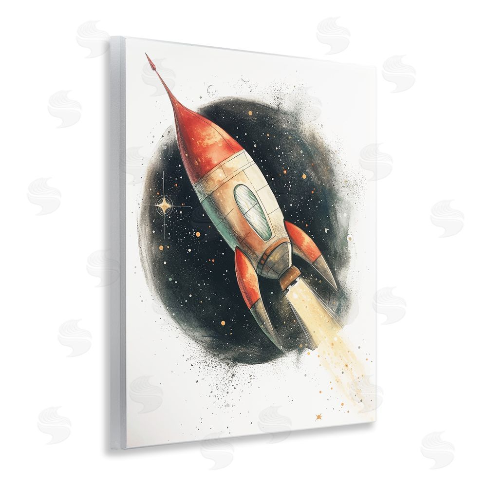 Ray Powers Journey To Space Rocket Wooden Wall Plaque Art Print