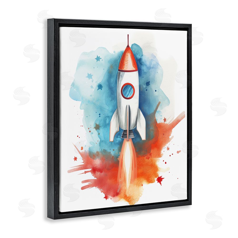 Ray Powers Rocket Launch Adventure Black Floating Frame Canvas Wall Art Print