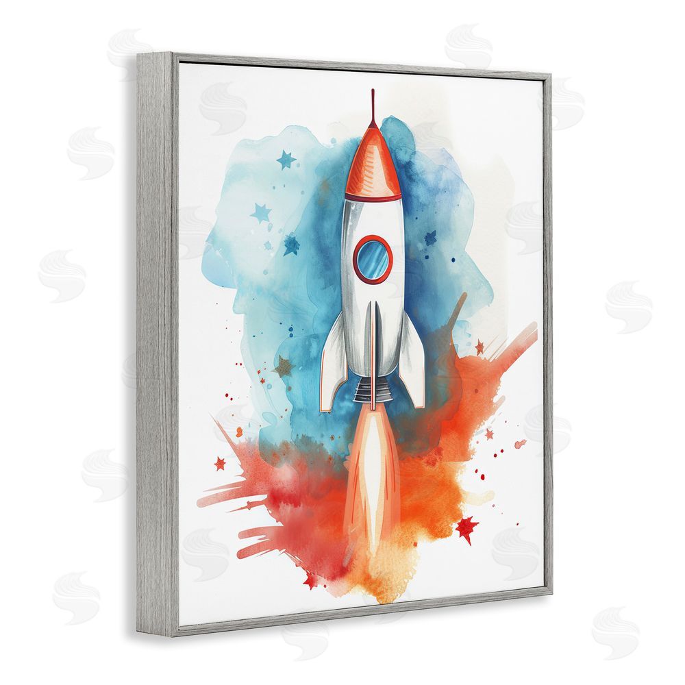 Ray Powers Rocket Launch Adventure Gray Framed Giclee Wall Art Print