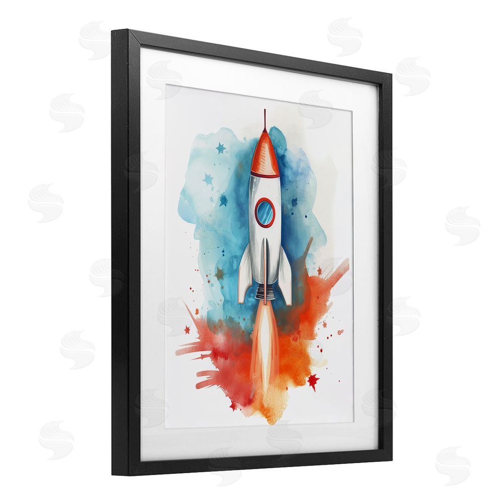 Ray Powers Rocket Launch Adventure Black Framed Print Under Glass Wall Art