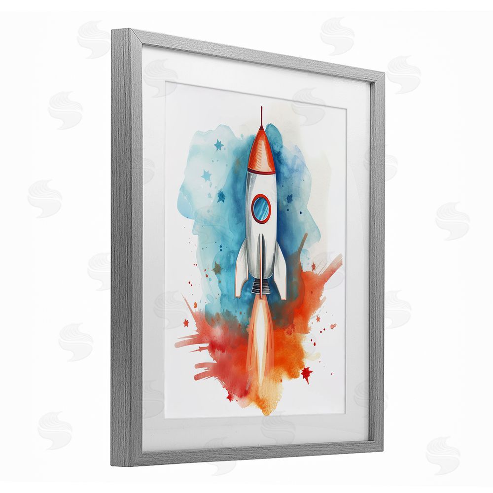 Ray Powers Rocket Launch Adventure Gray Framed Print Under Glass Wall Art