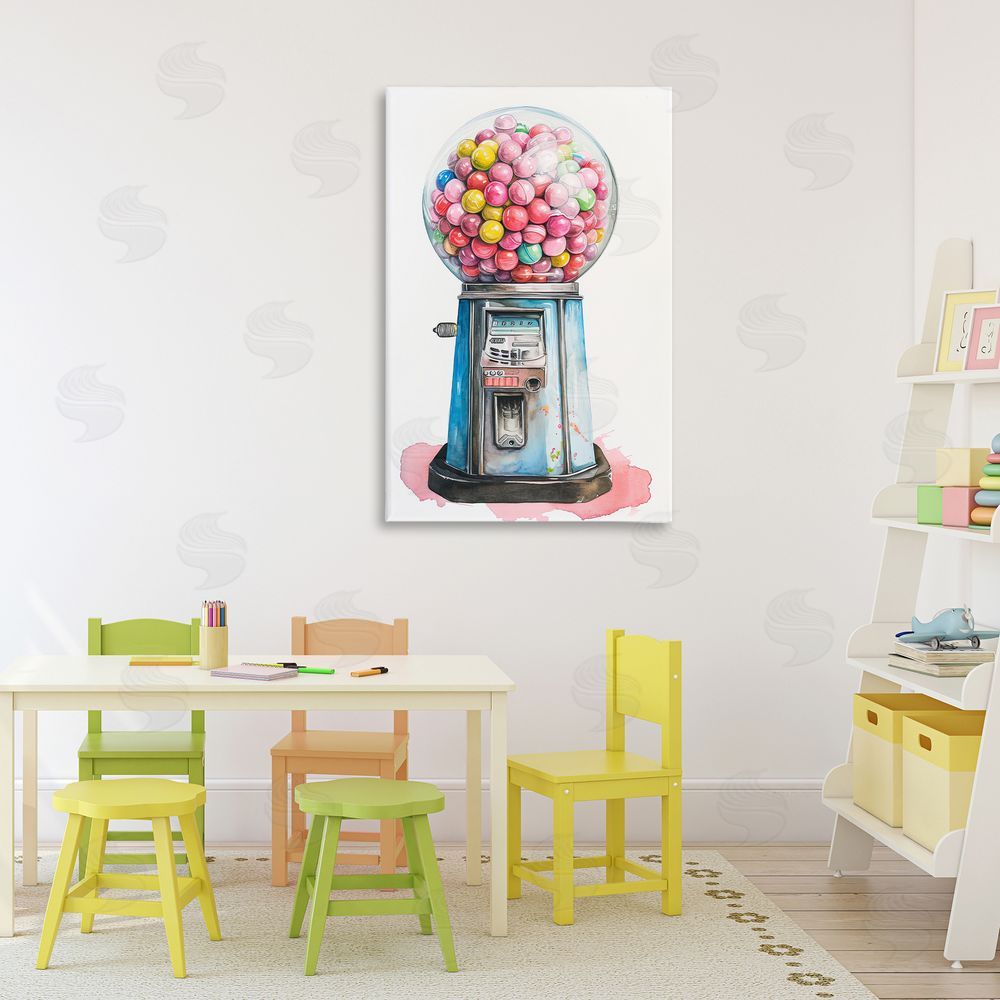 Ray Powers Retro Gumball Machine Stretched Canvas Wall Art Print in Room