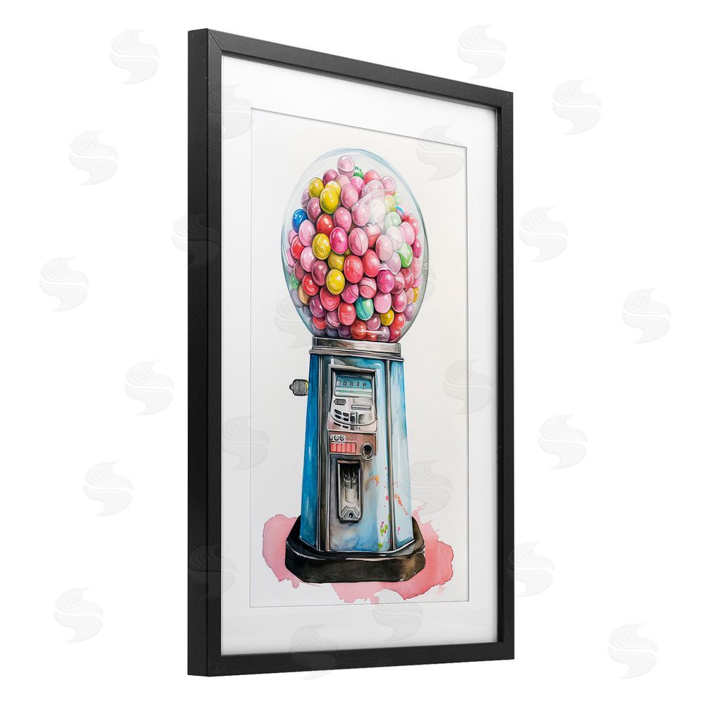 Ray Powers Retro Gumball Machine Black Framed Print Under Glass Wall Art