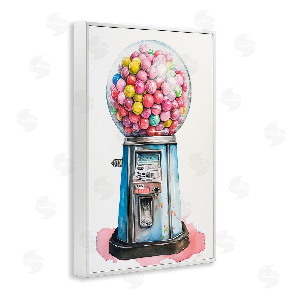 Ray Powers Retro Gumball Machine White Framed Giclee Wall Art Print