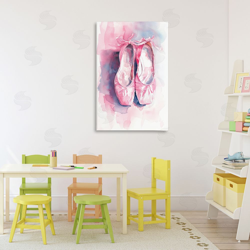 Ray Powers Blush Ballet Slippers Stretched Canvas Wall Art in Room