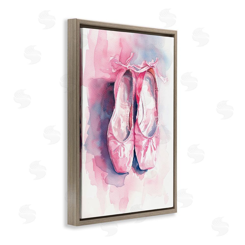 Ray Powers Blush Ballet Slippers Brown Floating Frame Canvas Wall Art Print