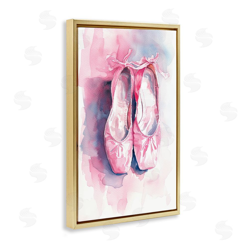 Ray Powers Blush Ballet Slippers Gold Floating Frame Canvas Wall Art Print