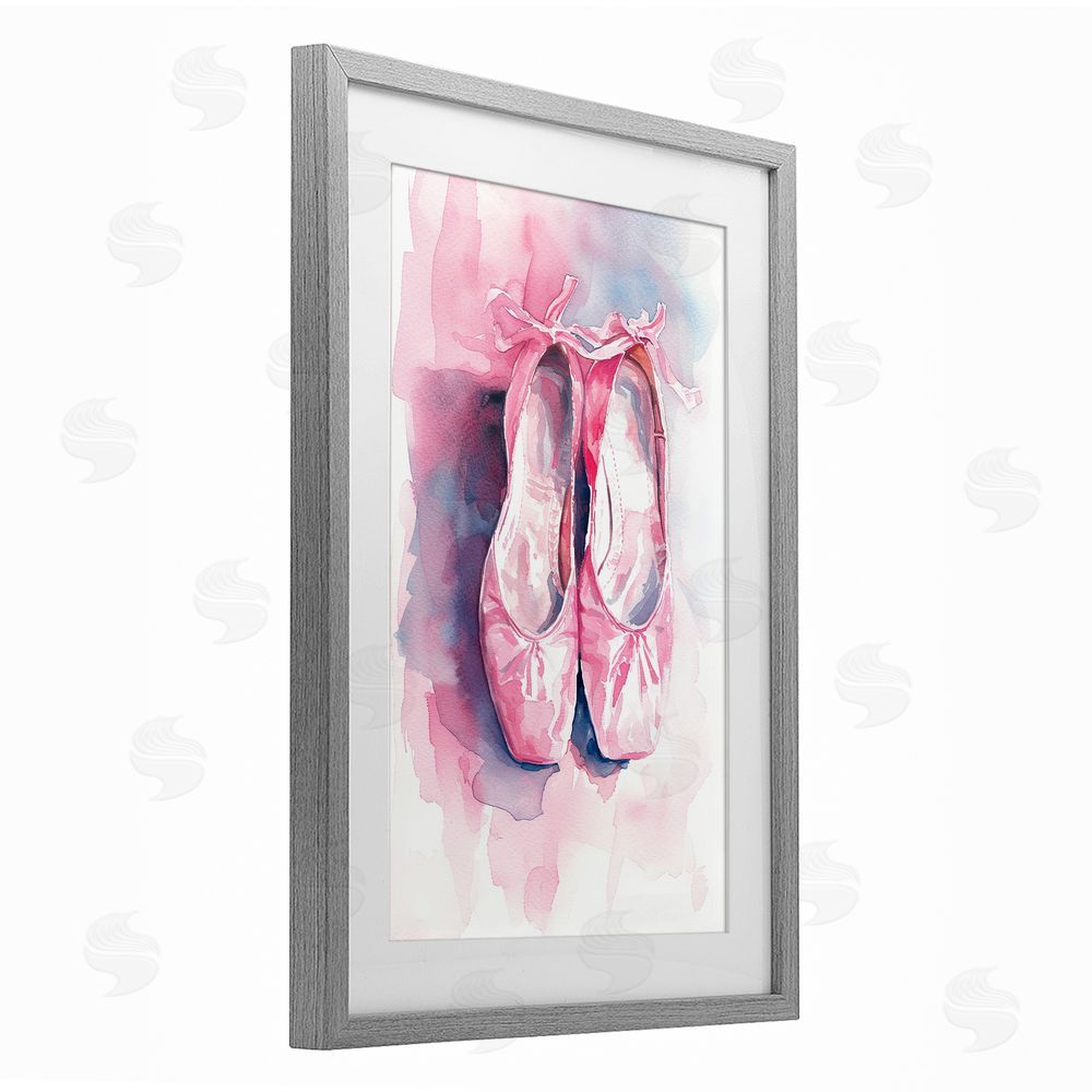Ray Powers Blush Ballet Slippers Gray Framed Print Under Glass Wall Art