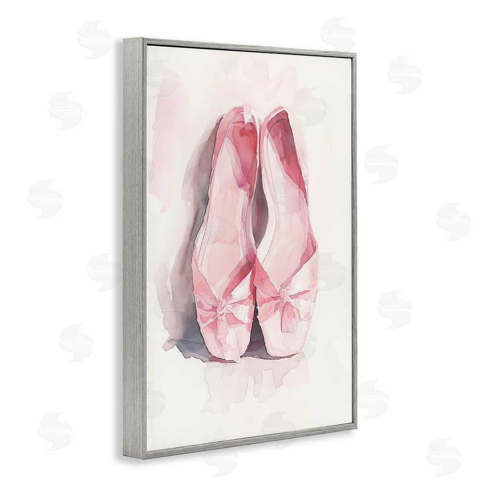Ray Powers Soft Blush Ballet Slippers Gray Framed Giclee Wall Art Print