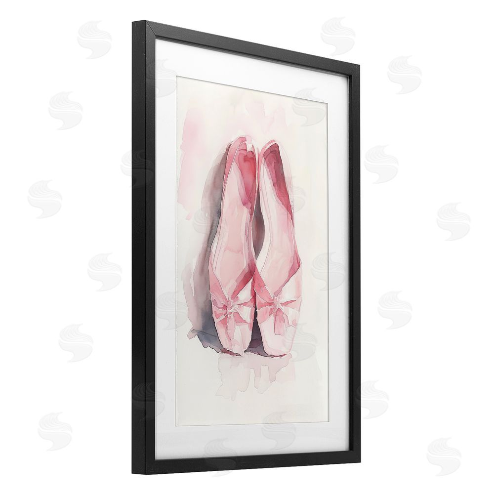 Ray Powers Soft Blush Ballet Slippers Black Framed Print Under Glass Wall Art