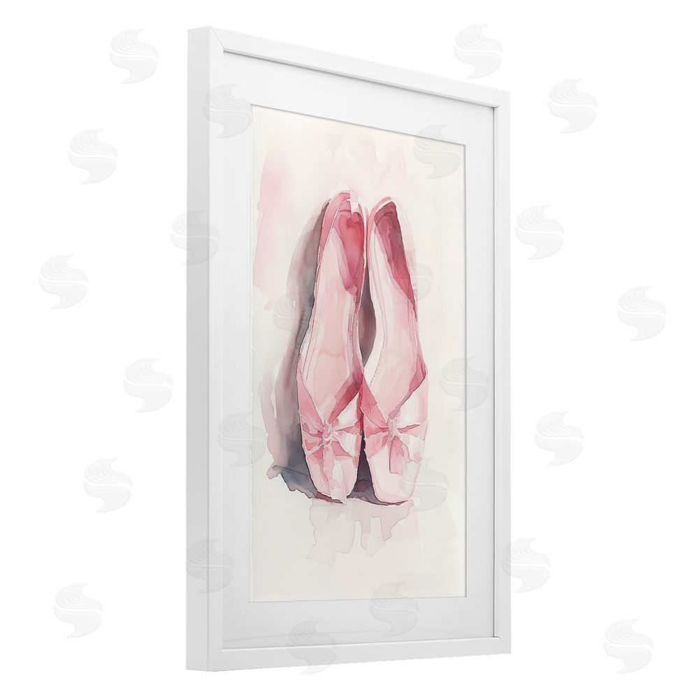 Ray Powers Soft Blush Ballet Slippers White Framed Print Under Glass Wall Art