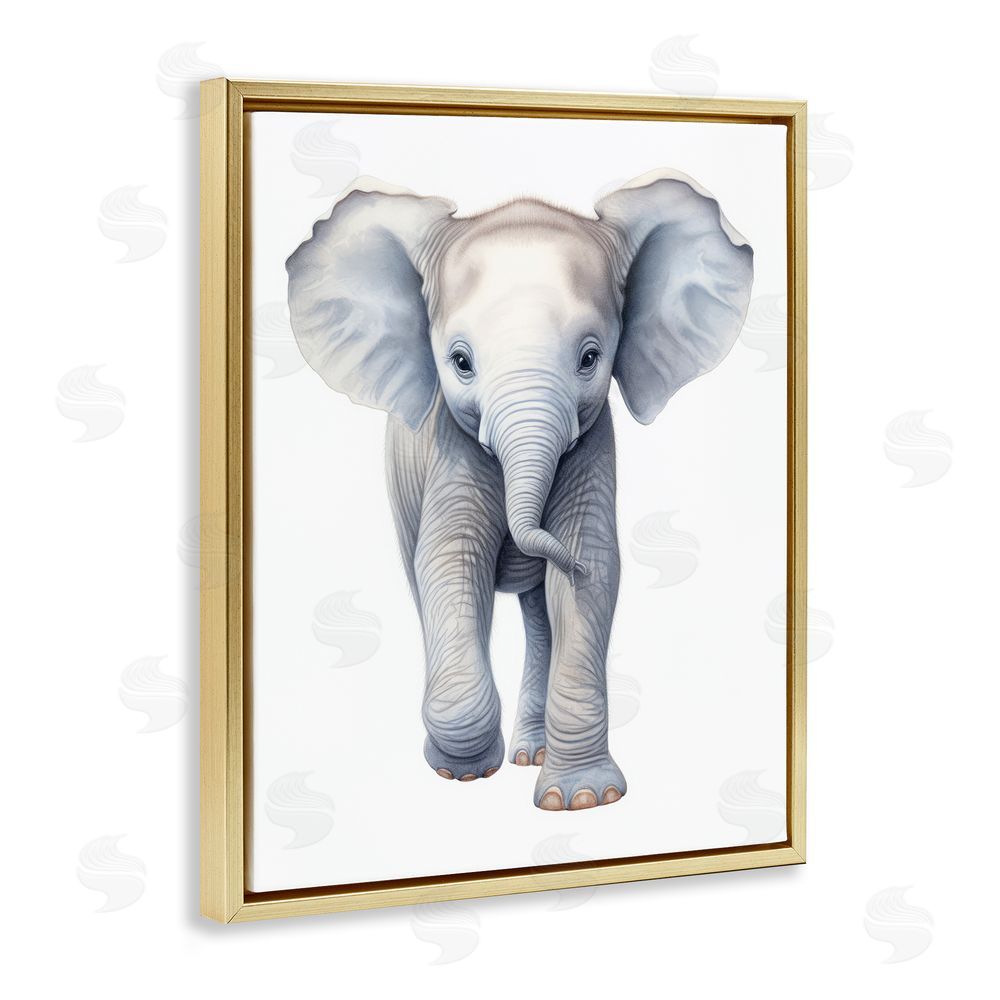 Ray Powers Big Budding Pachyderm Gold Floating Frame Canvas Wall Art Print