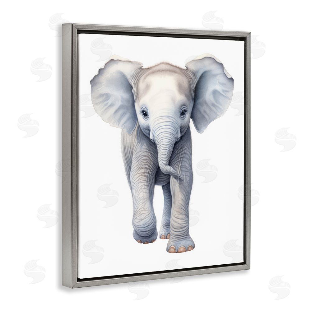 Ray Powers Big Budding Pachyderm Gray Floating Frame Canvas Wall Art Print