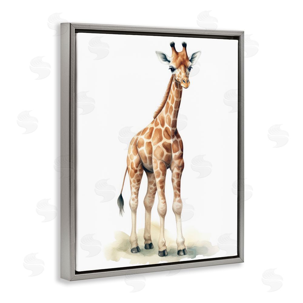 Ray Powers Eloise Long Legs Giraffe Gray Floating Frame Canvas Wall Art