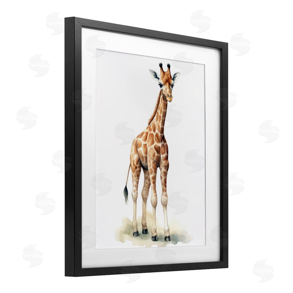 Ray Powers Eloise Long Legs Giraffe Black Framed Print Under Glass with Mat Wall Art