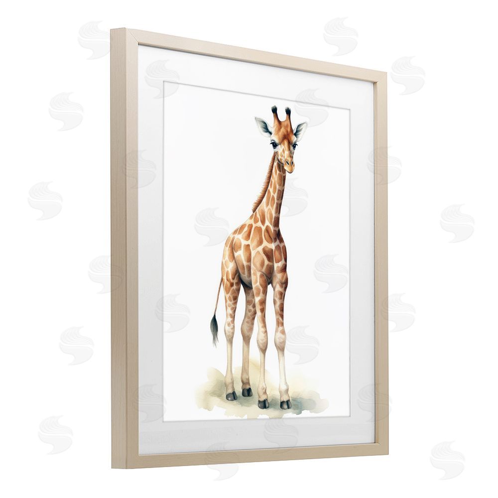 Ray Powers Eloise Long Legs Giraffe Brown Framed Print Under Glass with Mat Wall Art