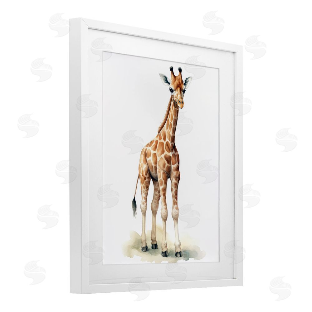Ray Powers Eloise Long Legs Giraffe White Framed Print Under Glass with Mat Wall Art